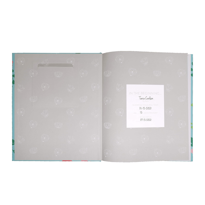 Journal, Keepsake Pregnancy Memory Book with Sonogram Photo - Floral - Mama's Box LLC