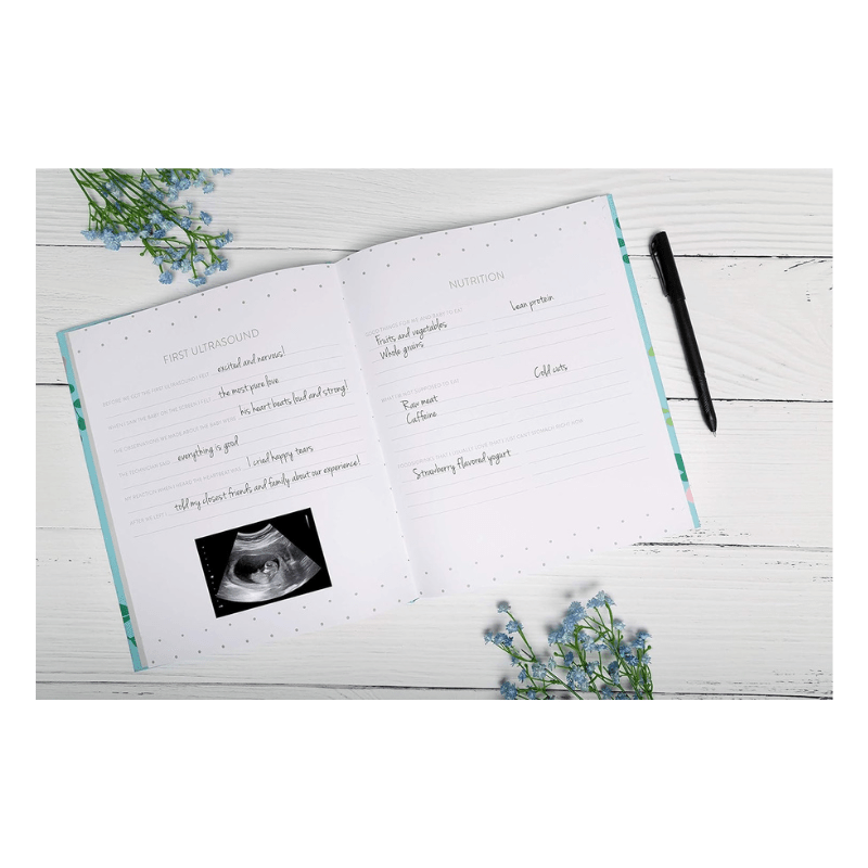 Journal, Keepsake Pregnancy Memory Book with Sonogram Photo - Floral - Mama's Box LLC