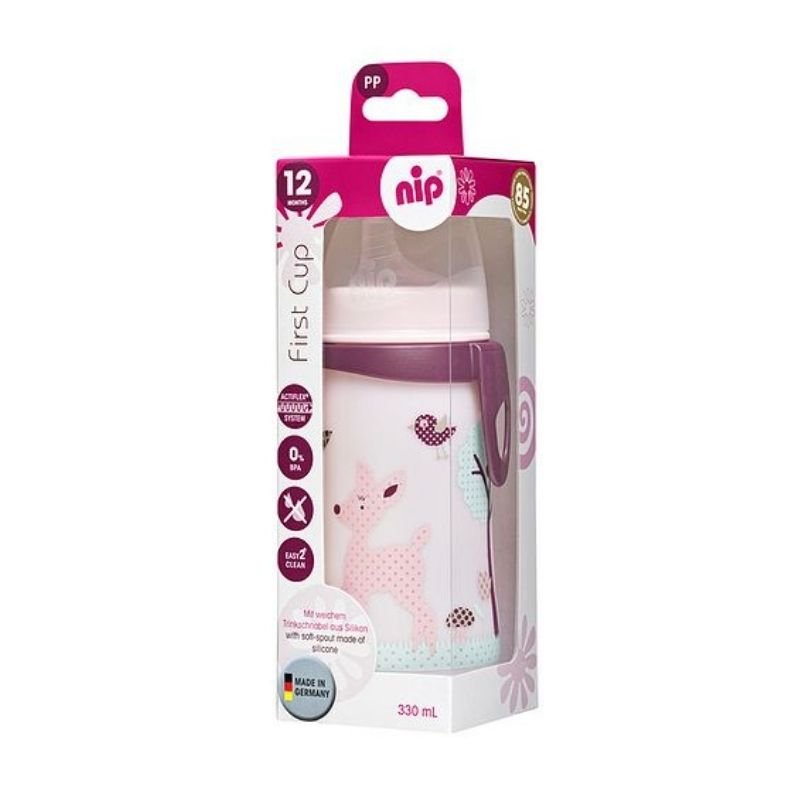 Nip First Cup Pink 330mL - Spill - Proof Sippy Cup for Toddlers - Mama's Box LLC