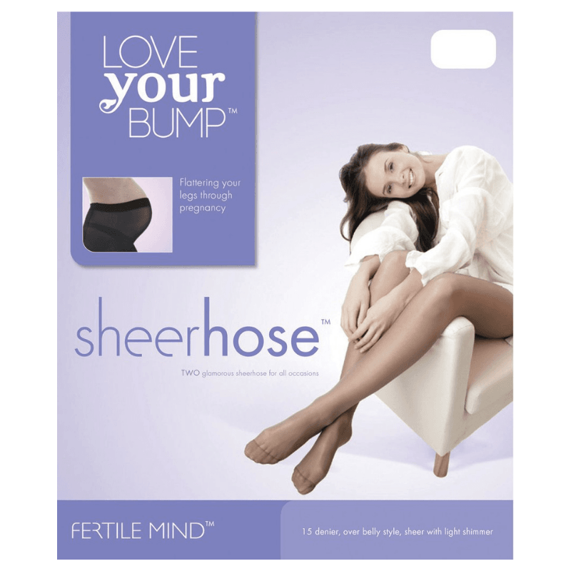 Fertile Mind Maternity Tights Sheer Hose optimal fit for pregnant silhouette - Pack of 2 (Black) - Mama's Box LLC
