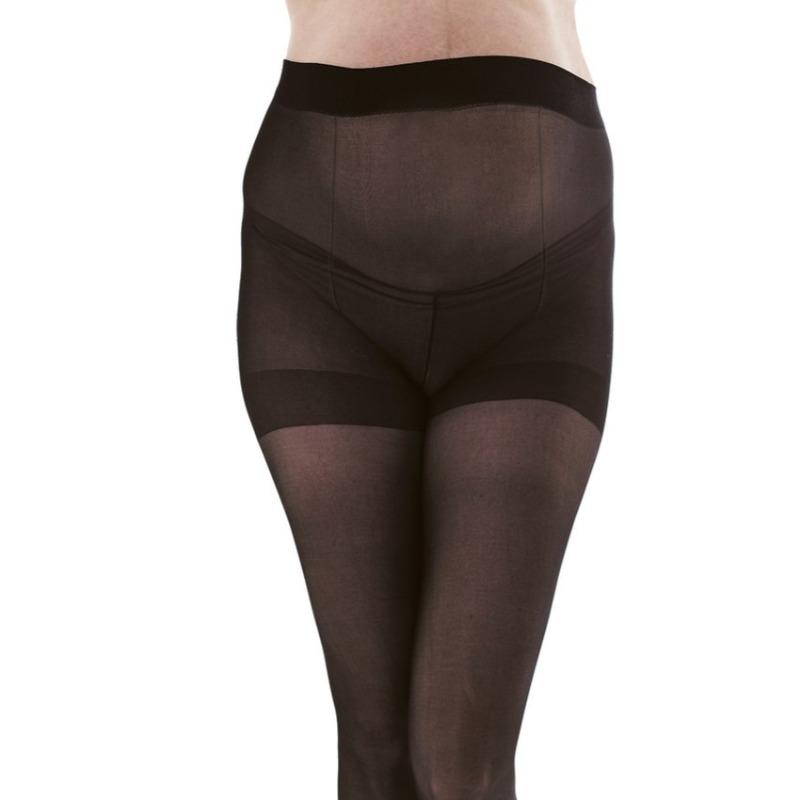 Fertile Mind Maternity Tights Sheer Hose optimal fit for pregnant silhouette - Pack of 2 (Black) - Mama's Box LLC