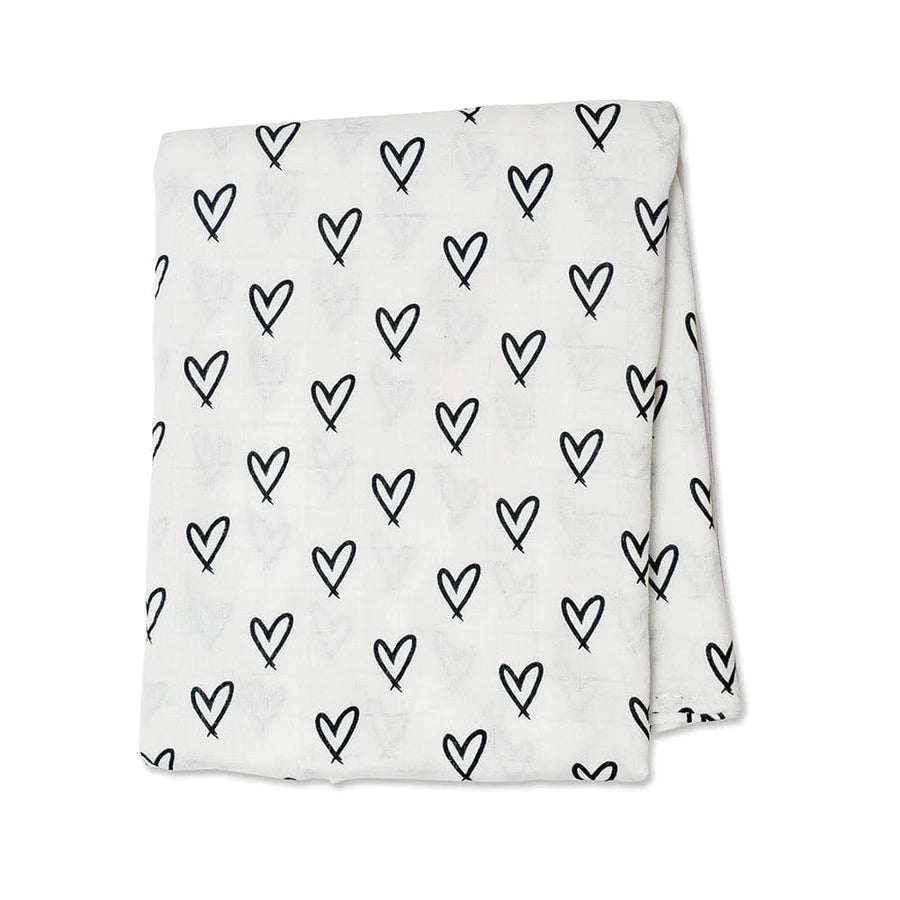 Lulujo - Bamboo Swaddle Blanket - Messy Hearts - Mama's Box LLC