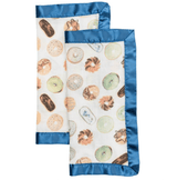 Lulujo - Muslin Bamboo Security Blankets – Donuts – Pack of 2 - Mama's Box LLC