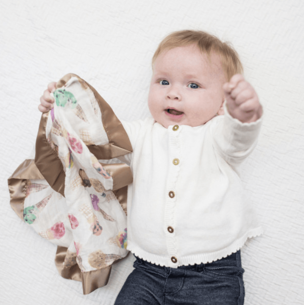 Lulujo Muslin Bamboo Security Blankets Ice Cream – Pack of