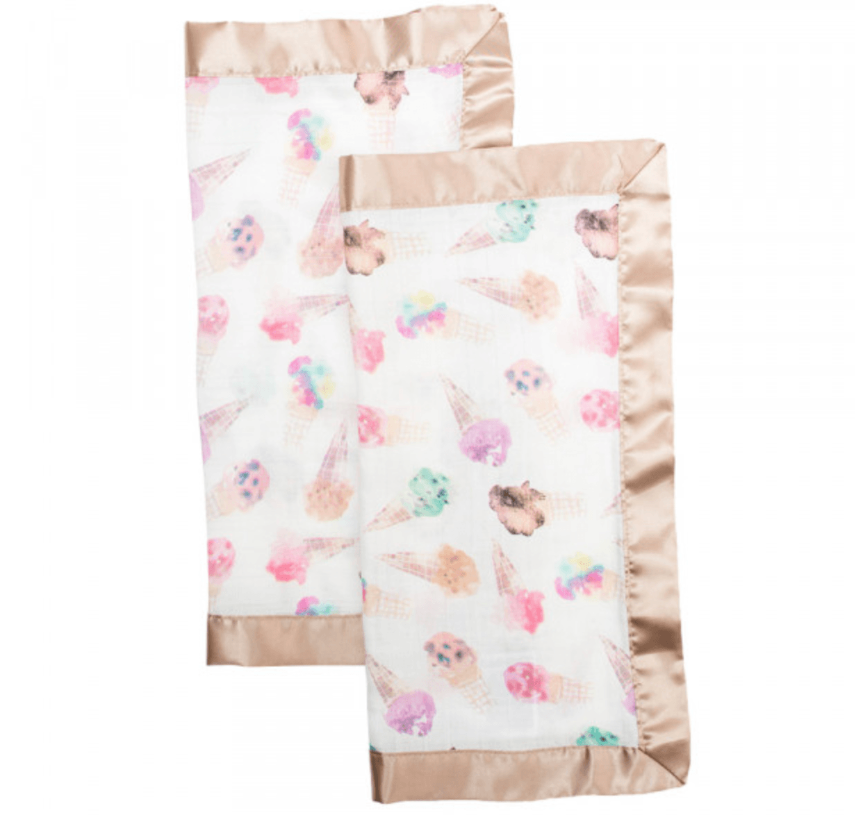 Lulujo - Muslin Bamboo Security Blankets - Ice Cream – Pack of 2 - Mama's Box LLC