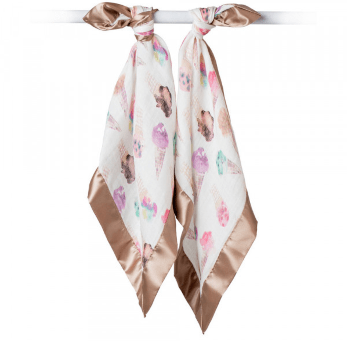 Lulujo - Muslin Bamboo Security Blankets - Ice Cream – Pack of 2 - Mama's Box LLC