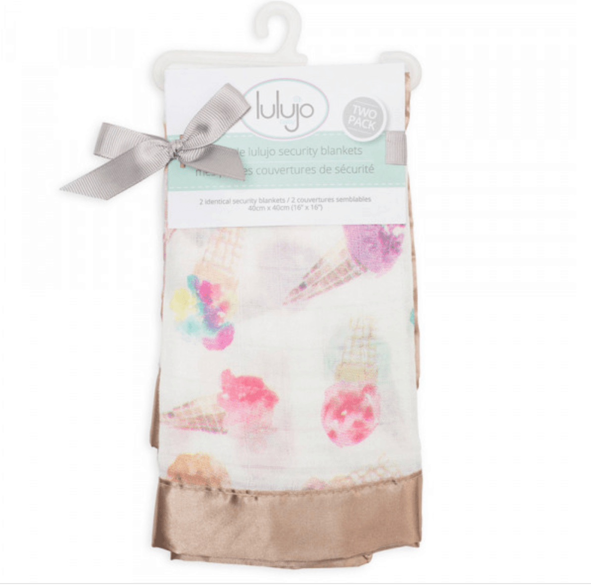 Lulujo - Muslin Bamboo Security Blankets - Ice Cream – Pack of 2 - Mama's Box LLC