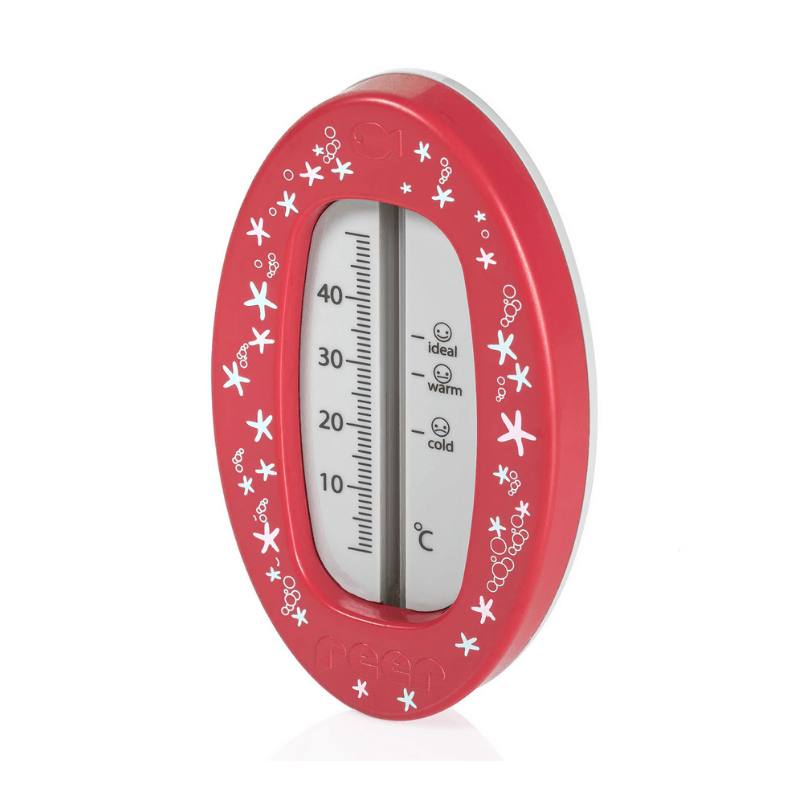 Reer Bath Thermometer Oval (Berry Red) - Safe and fun bathing for children - Mama's Box LLC