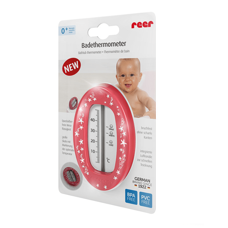 Reer Bath Thermometer Oval (Berry Red) - Safe and fun bathing for children - Mama's Box LLC