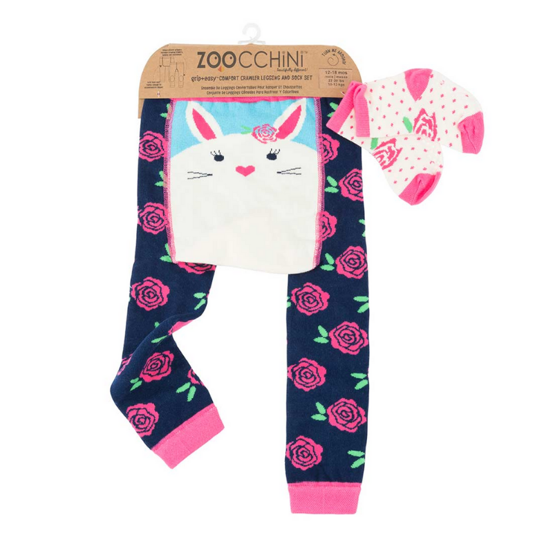 Zoocchini Confort Crawler Babies Legging and Sock Set - Beatrice the Bunny 6M-12M - Mama's Box LLC