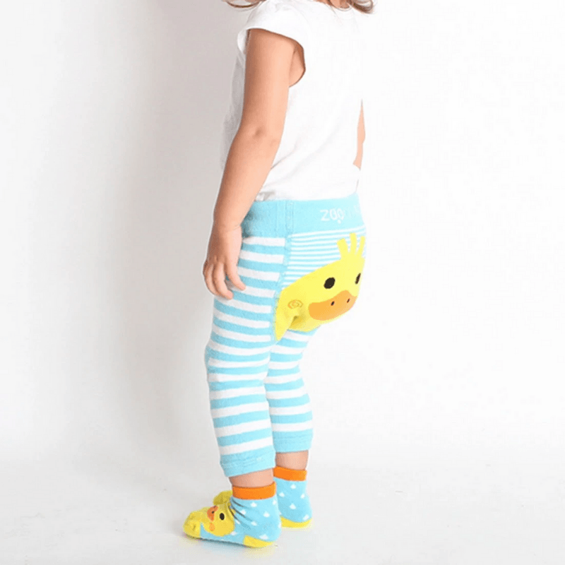 Zoocchini Confort Crawler Babies Legging and Sock Set - Puddles the Duck 6M-12M - Mama's Box LLC