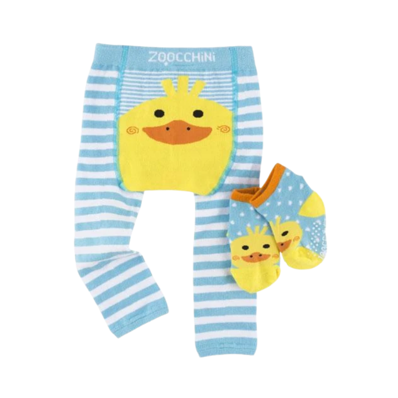 Zoocchini Confort Crawler Babies Legging and Sock Set - Puddles the Duck 6M-12M - Mama's Box LLC